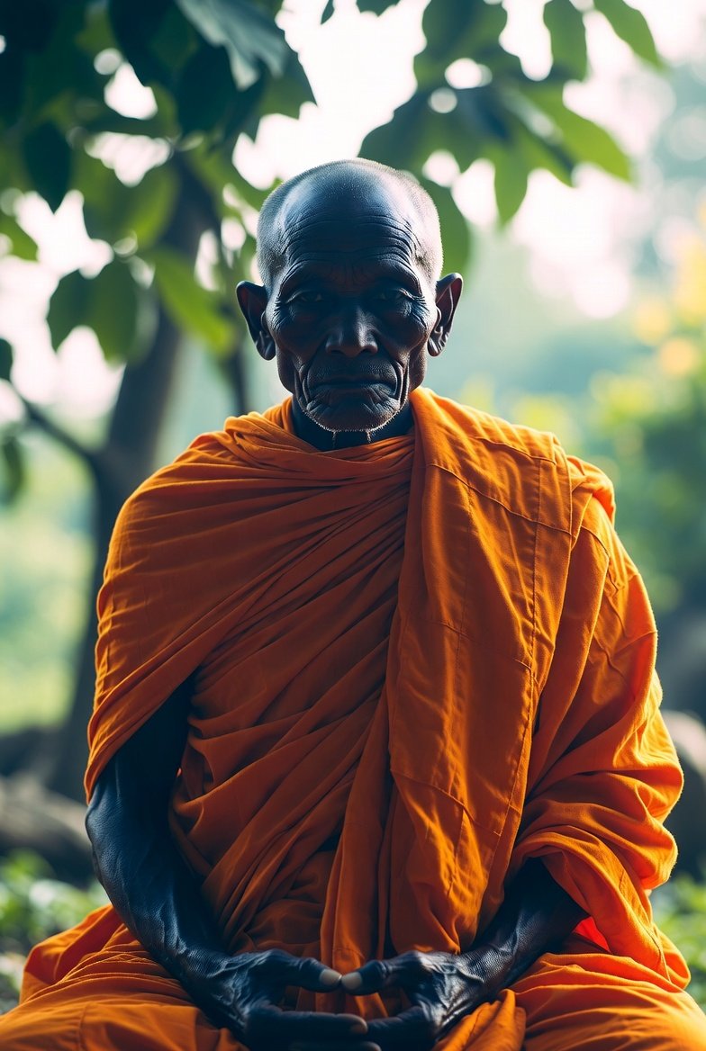 Buddhist monk meditating in stillness — the inspiration behind the Monk Fast protocol